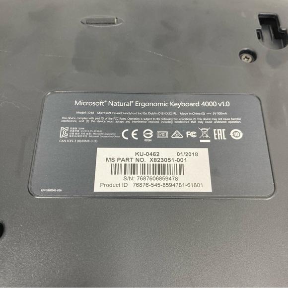 Microsoft Natural Ergonomic USB Wired Keyboard 4000 V1.0 Black KU-0462 TESTED - Picture 10 of 11